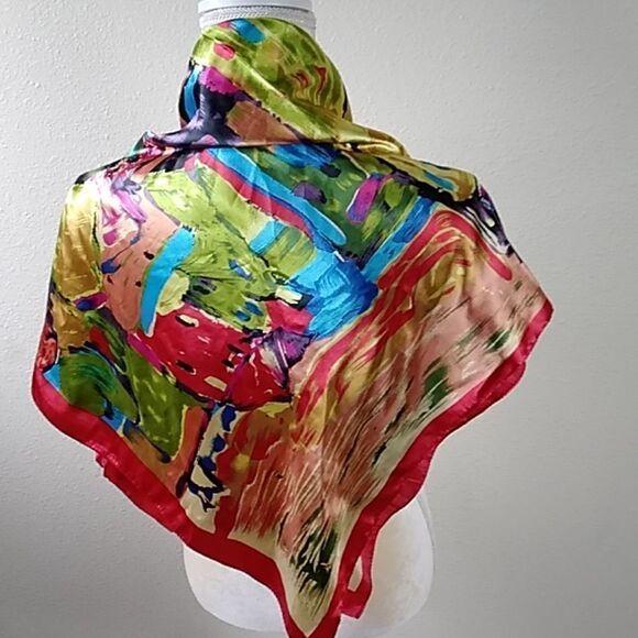 By Adrienne Vittadini VTG Silk 100% Scarf  Size 90X90 CM main image 7